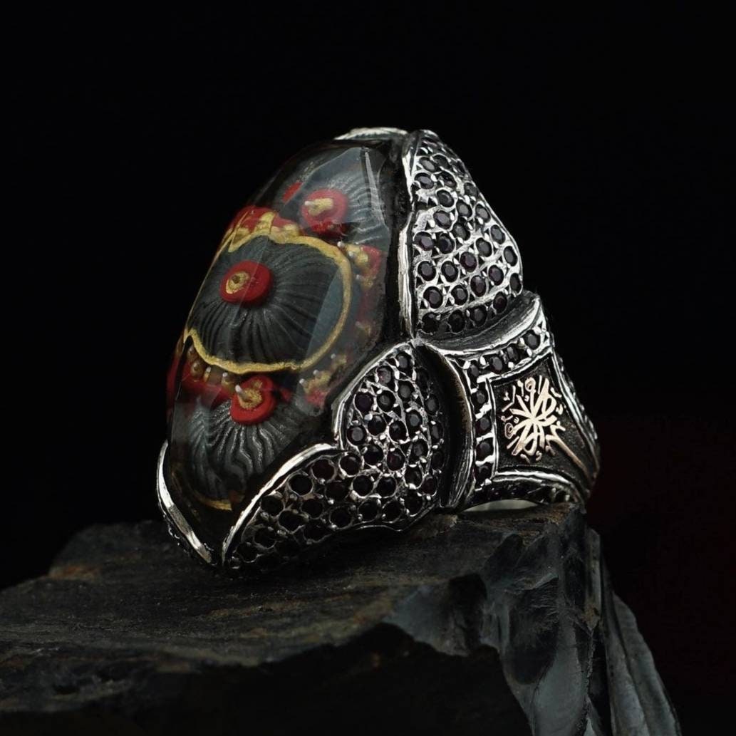 Selimiye Mosque carved ring with onyx – view 5
