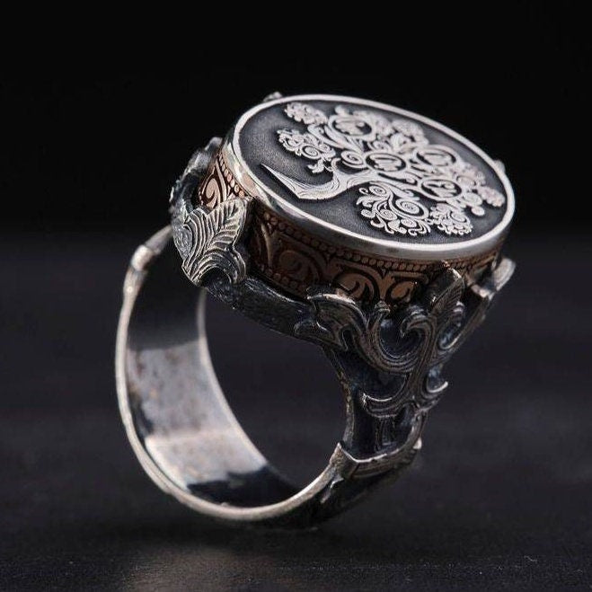 Family Tree Name Ring – Personalized 925 Silver | Men's Gift Ring