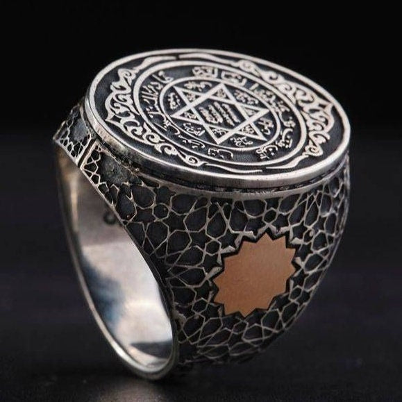 Adjustable Sterling Silver Solomon Seal Ring Talisman Gift