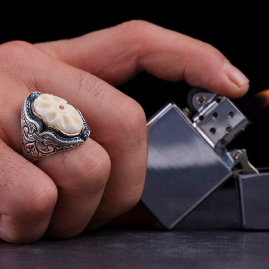 White pearl men's ring β view 2