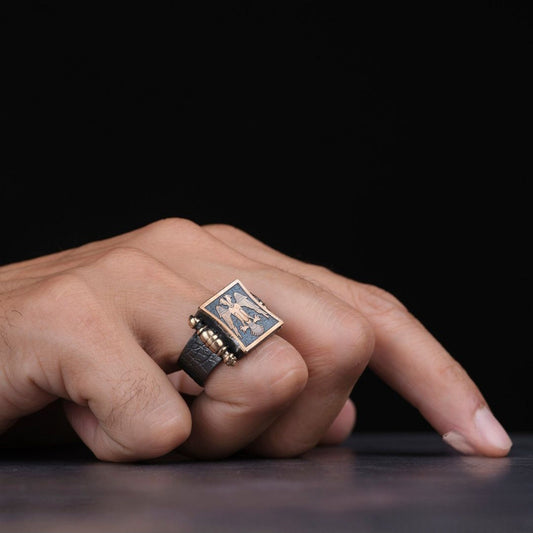 Seljuk double-headed eagle men's ring – view 2