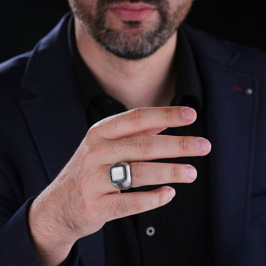 Zodiac Ring 925 Silver Black Zircon Stone