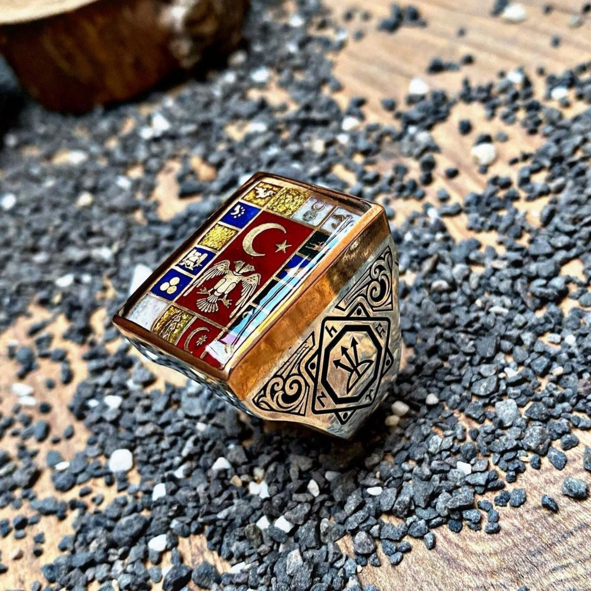 16 Turkish States Ring – Oghuz Khan Seal | 925 Sterling Silver Men’s Ring