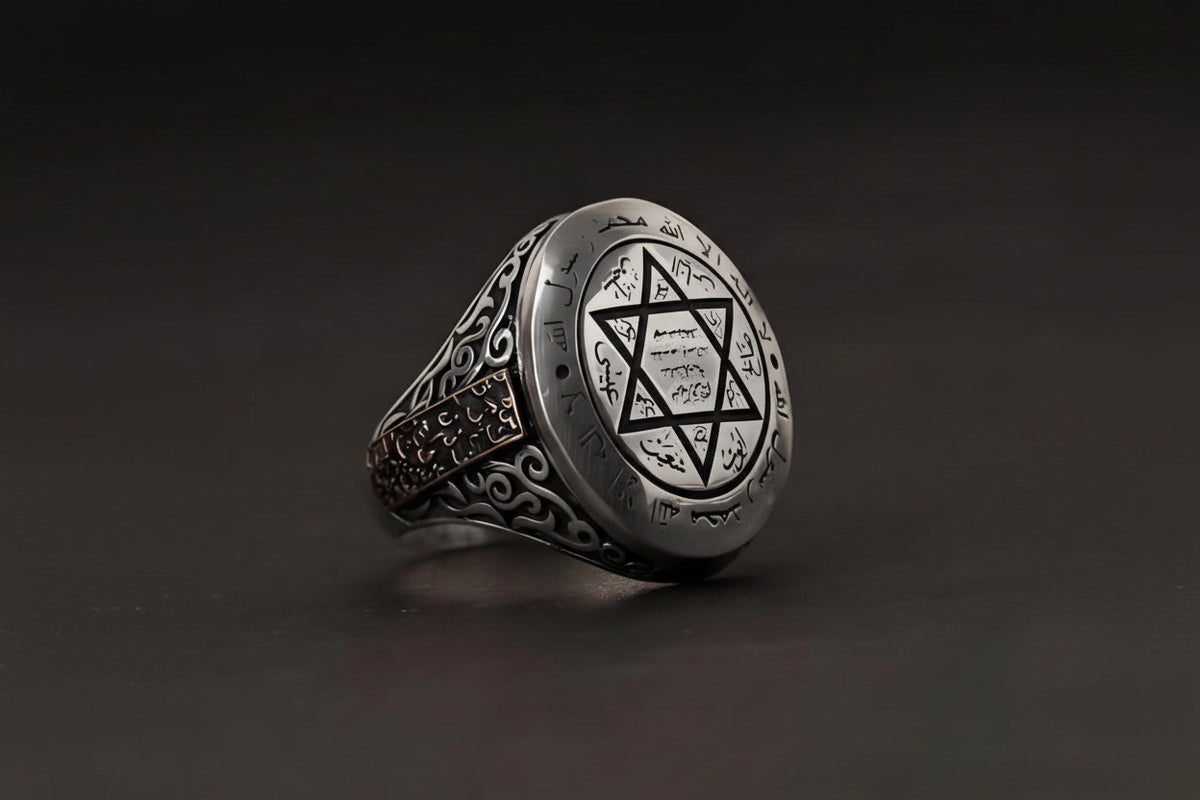 Seal of Solomon Ring 925 Silver Star Talisman Adjustable Handmade