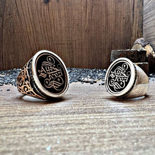 Custom Logo Signet Ring 925 Silver Family Crest Handmade Men