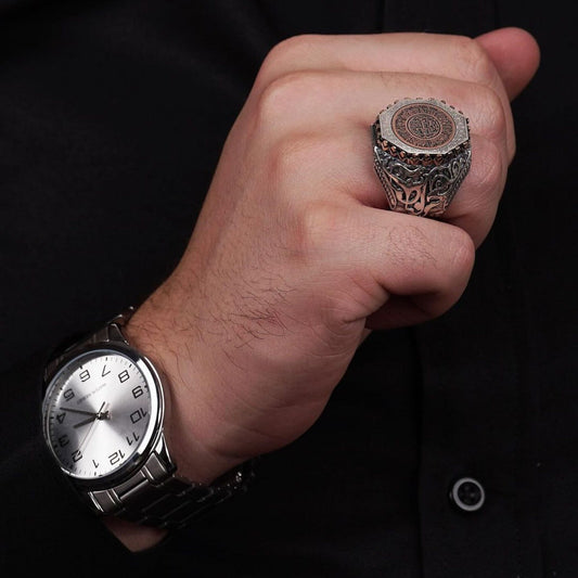Imam Hussein saying ring with bronze plate – view 2