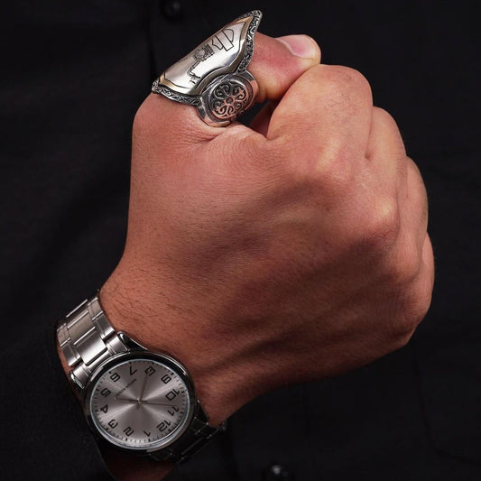 Biker Zihgir Thumb Ring 925 Silver Black Zircon Customizable