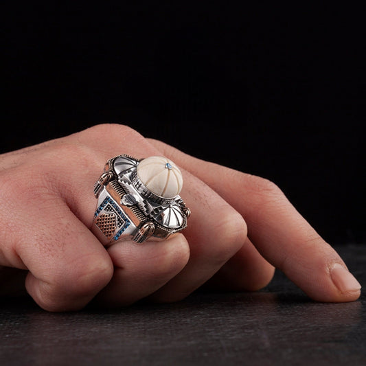 Silver Ring with White Stone & Openable Quran | 925 Sterling