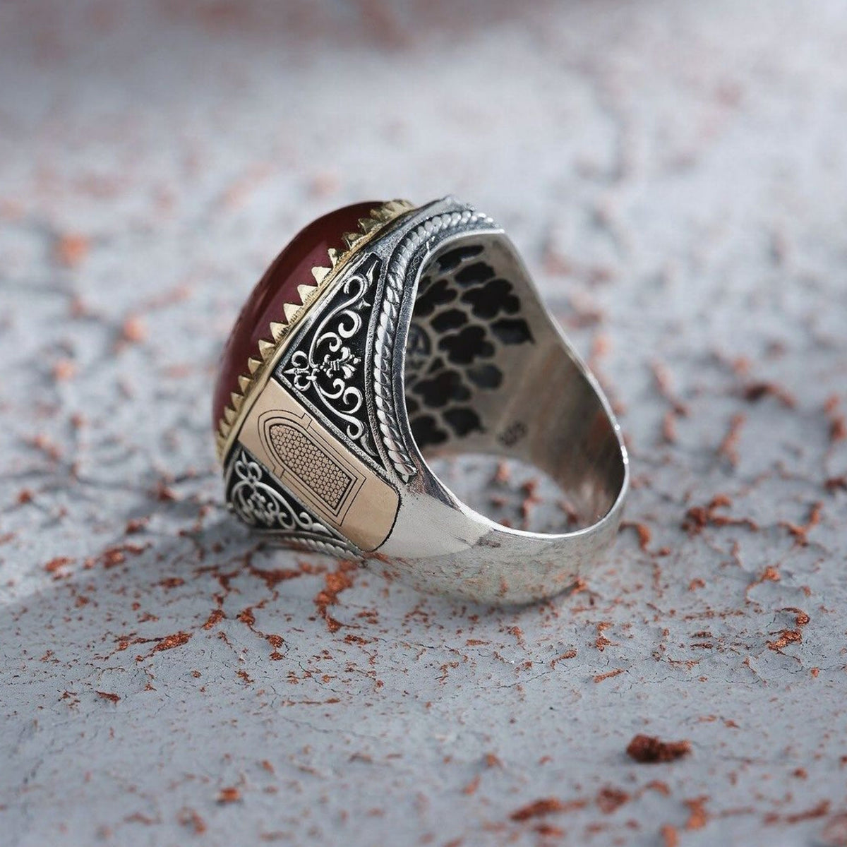 خاتم ختم سليمان بالعقيق الأحمر وبوابة القصر – صورة 5