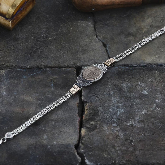Besmele Bracelet 925 Silver 35 Inscriptions King Chain Handmade