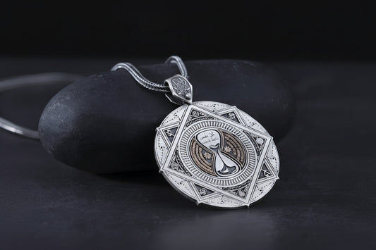 Hourglass Locket Necklace, Ottoman Script Inscription – view 2