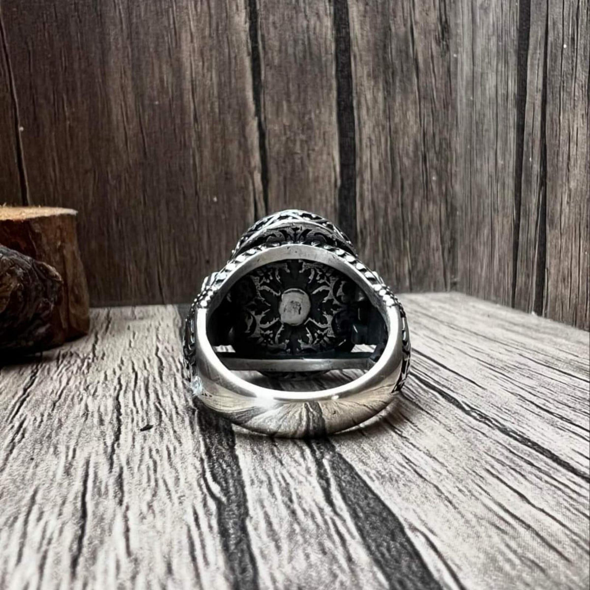 Turquoise Ring Black Zircon Crescent Star – view 5