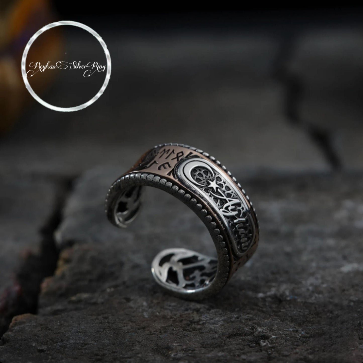 Moon Star Ring 925 Silver Personalized Ottoman Handmade