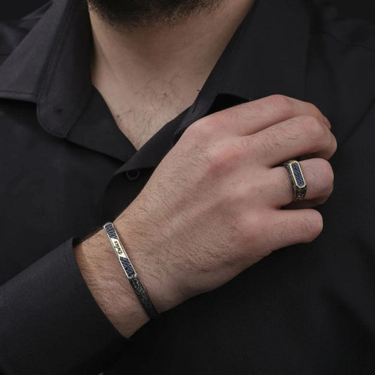 Personalized Silver Bracelet & Ring Set 925 Sterling Silver