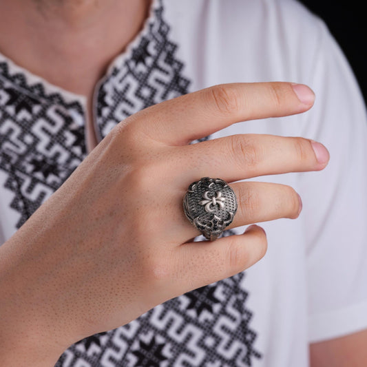Kabza Ring 925 Silver Black Topaz Ottoman Handmade Men
