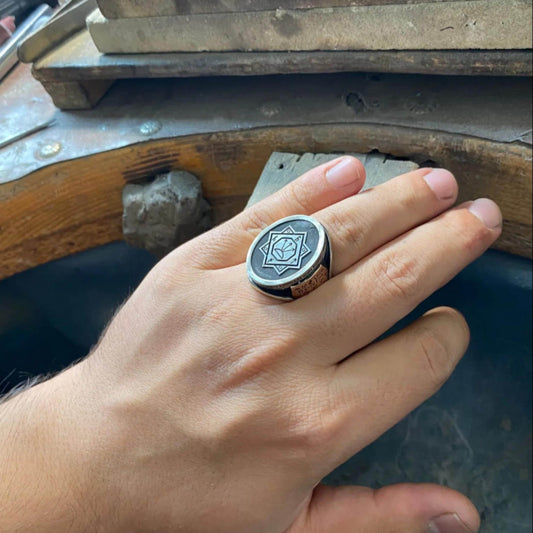 Oghuz Khan Seal Ring – 925 Sterling Silver Turkic Tamga