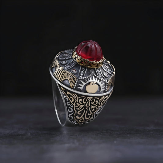 Otag Tent Model Fire Amber Onyx Garnet Ring – view 2