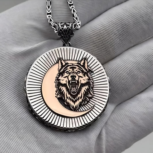 Double-headed eagle and wolf name necklace – view 2