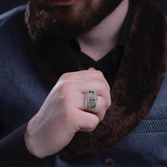 Arabic Calligraphy Seljuk Star 925 Silver Ring