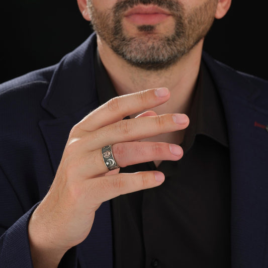 Bozkurt Wolf Ring – Crescent Star & Name Engraving | 925 Silver
