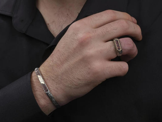 Personalized Silver Bracelet & Ring Set 925 Sterling Silver