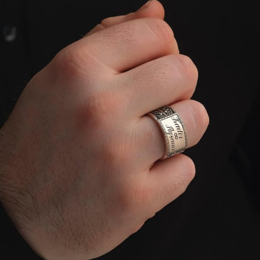 Personalized Name Ring 925 Silver Twisted Band Handmade