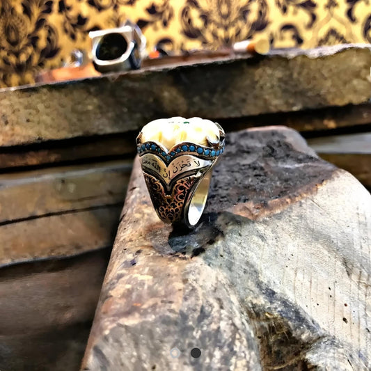 Mother of Pearl Ring 925 Silver Adjustable Handmade Unisex