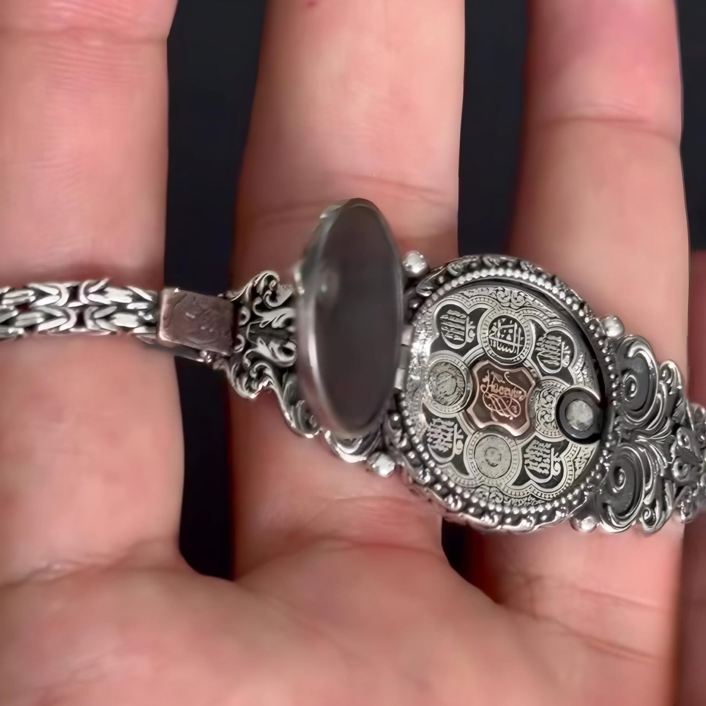 Islamic Verse Bracelet 925 Silver Capped King Chain Handmade Men