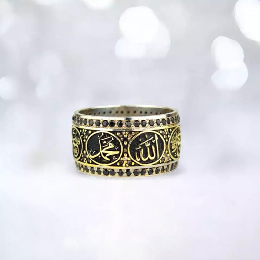 Hagia Sophia Eight Medallion Ring 925 Sterling Silver Islamic Calligraphy Handcrafted