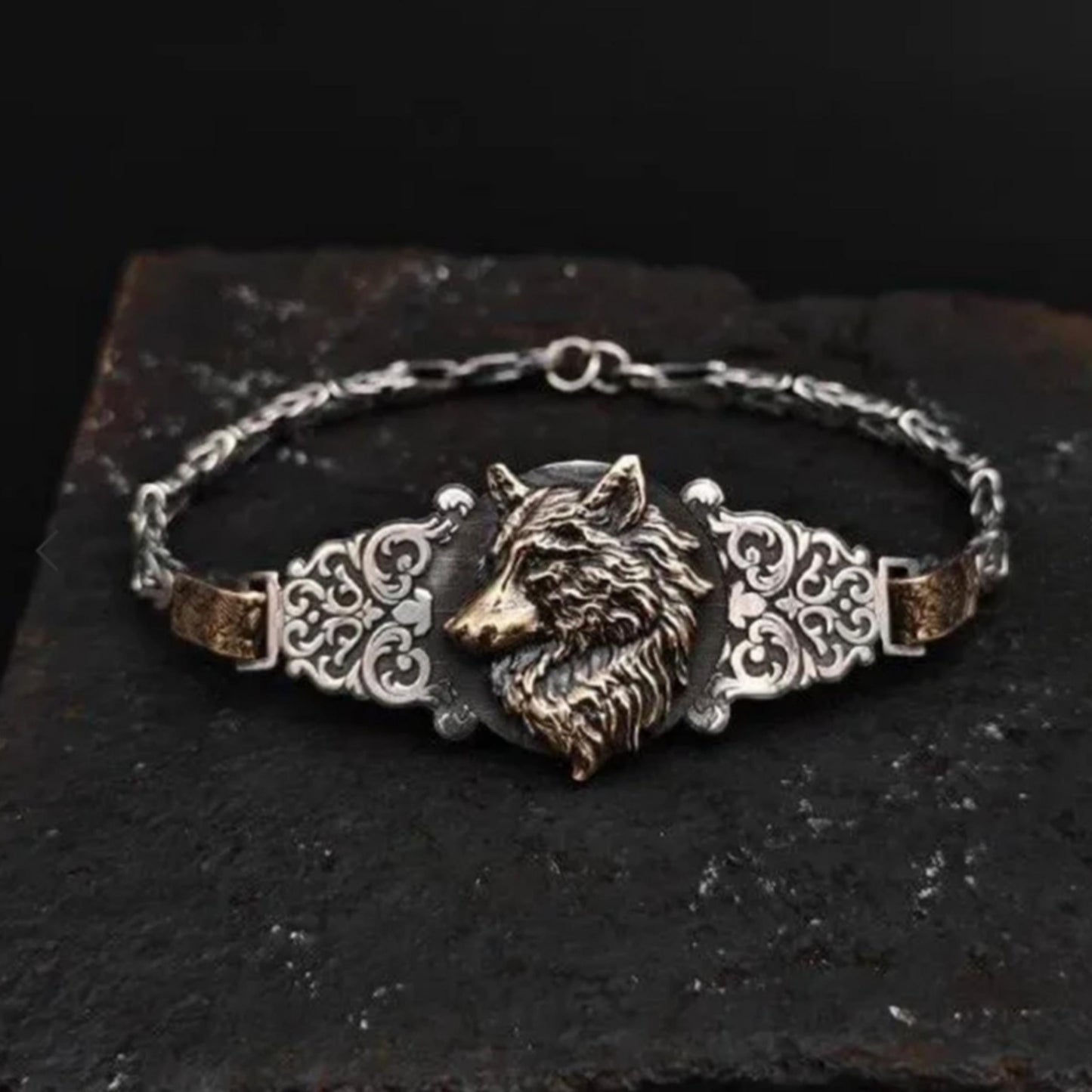 Wolf Head Bracelet 925 Sterling Silver Viking Warrior Personalized