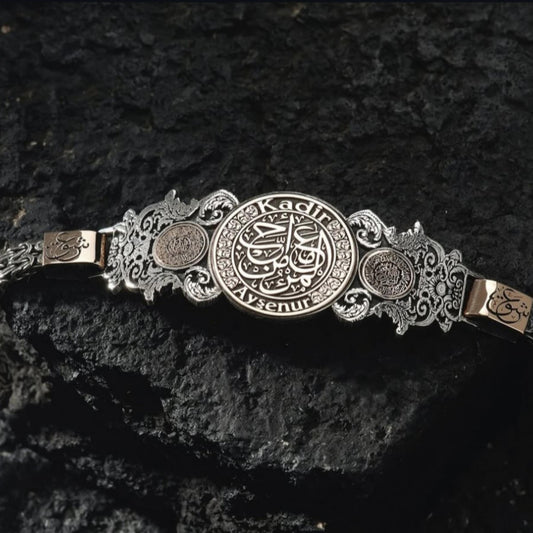 Kişi Sevdiğiyle Beraberdir Couples Bracelet 925 Sterling Silver Custom Arabic Engraved