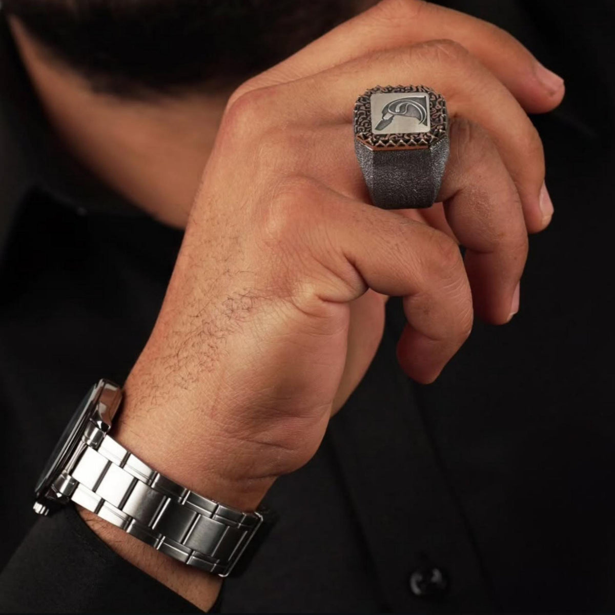 Rumi & Vav Oxidized Sterling Silver Ring – 925