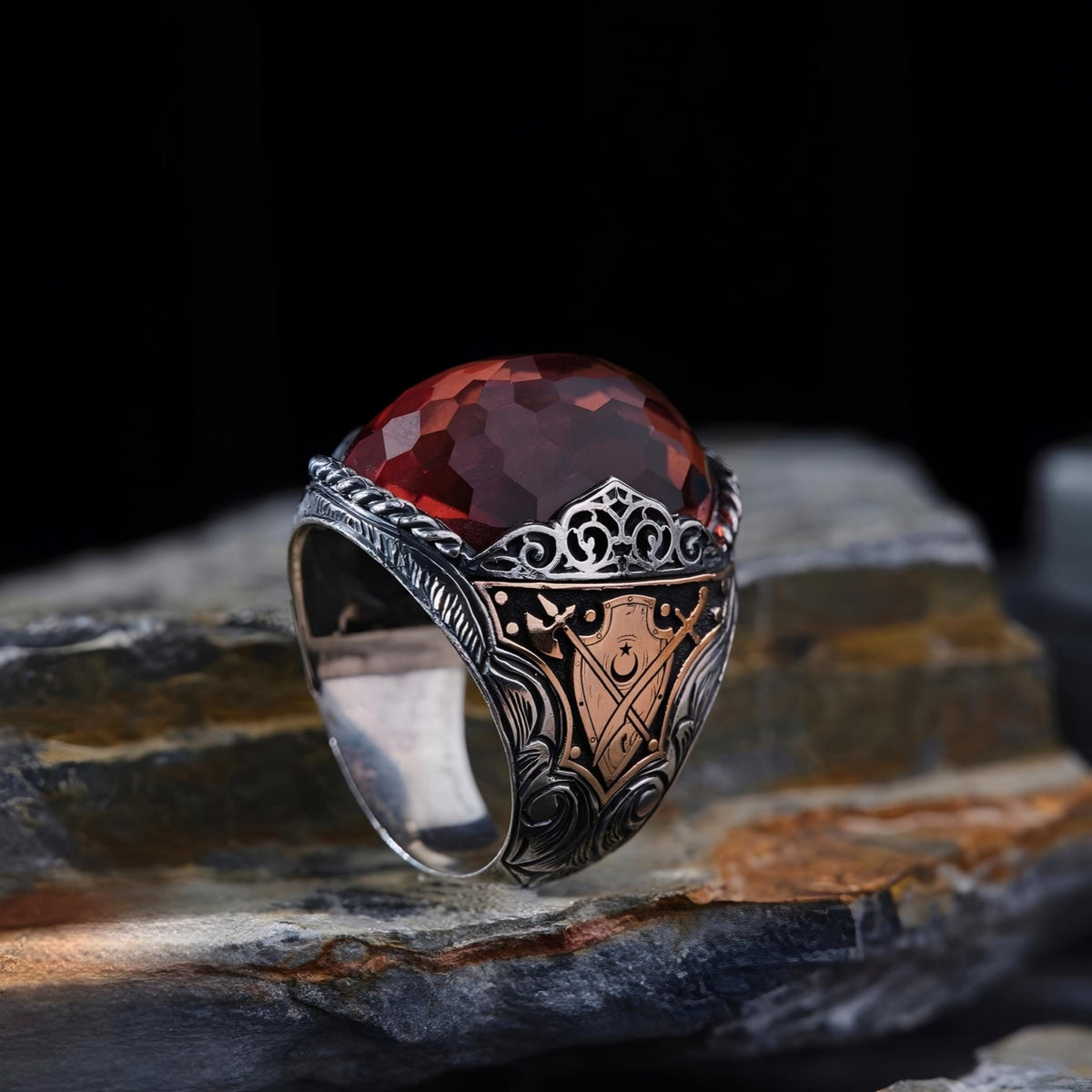 Sultanite Ring – Seljuk Motifs & Color-Changing Stone | 925 Silver