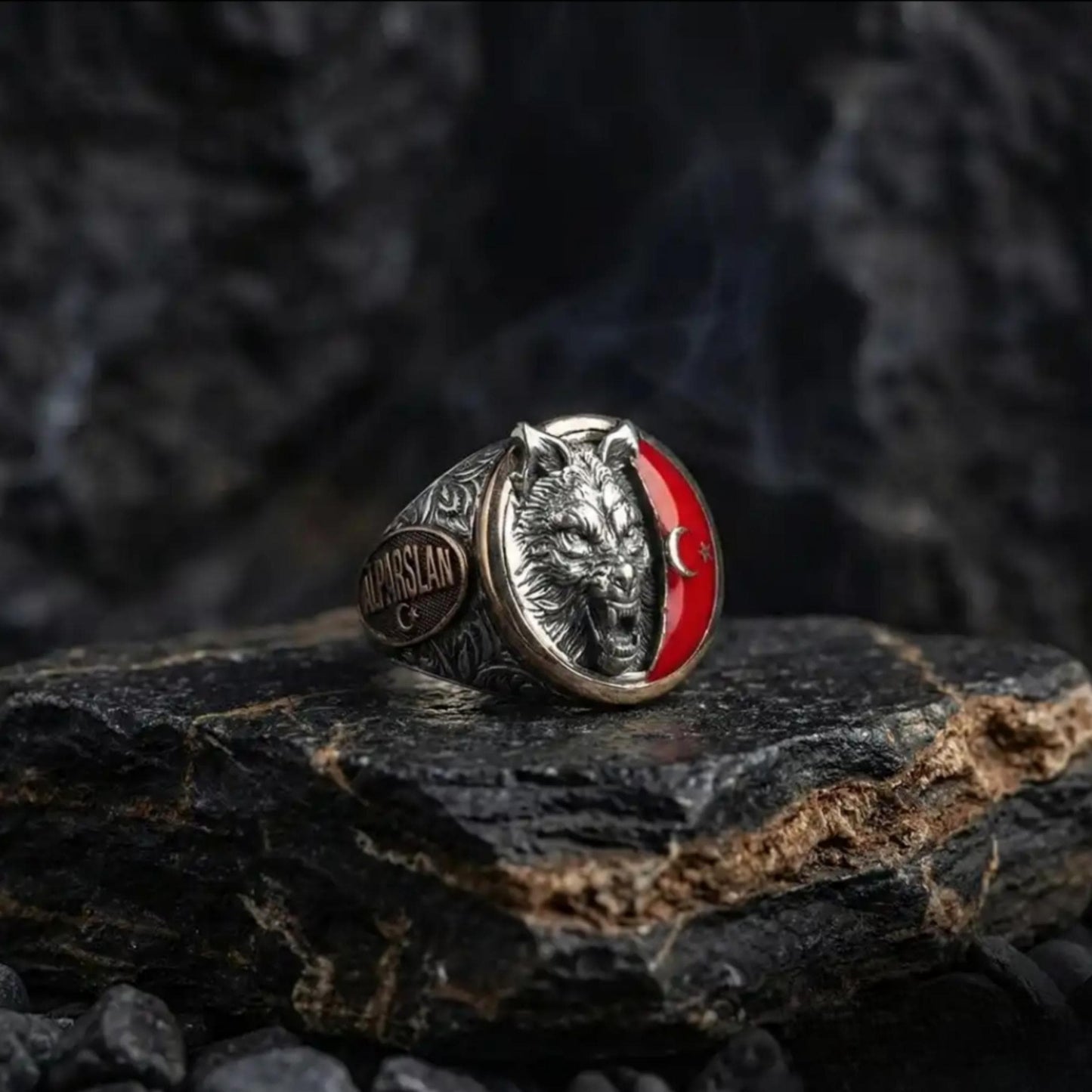 Bozkurt & Alparslan Ring – Göktürk Script | 925 Silver