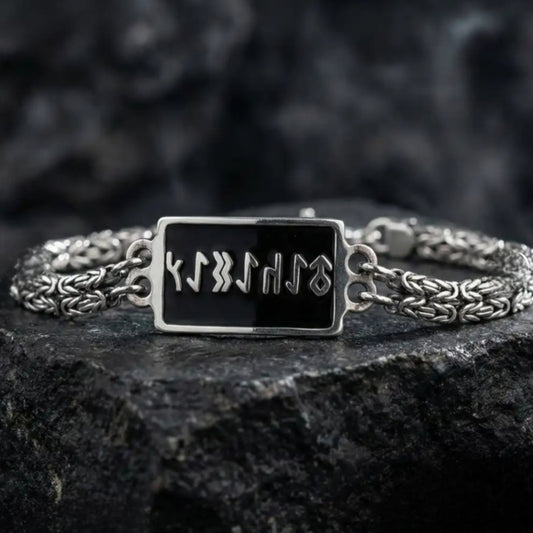 Gokturk Script 925 Sterling Silver Chain Bracelet