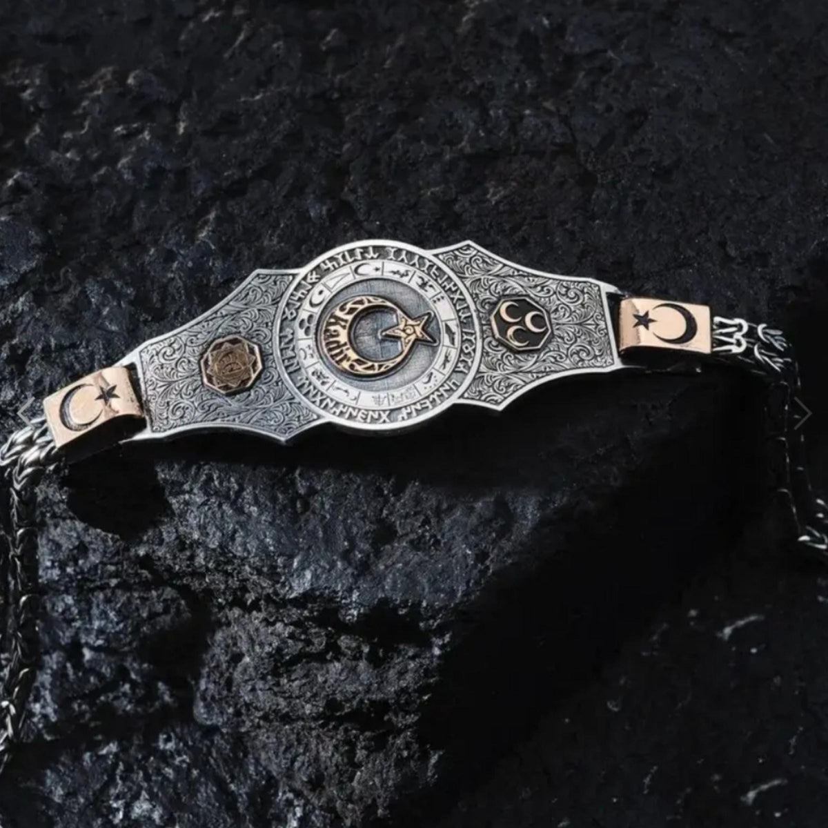 16 Turkish States Bracelet, Göktürk Script, Personalized in 925 sterling silver