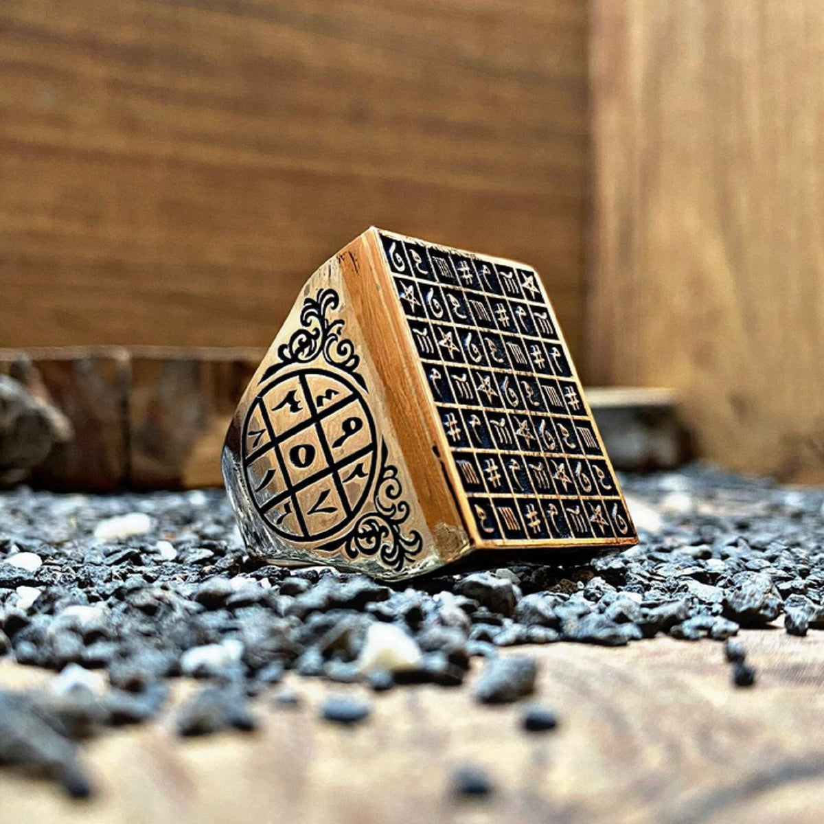 Abjad (Ebced) big men's ring in 925 sterling silver