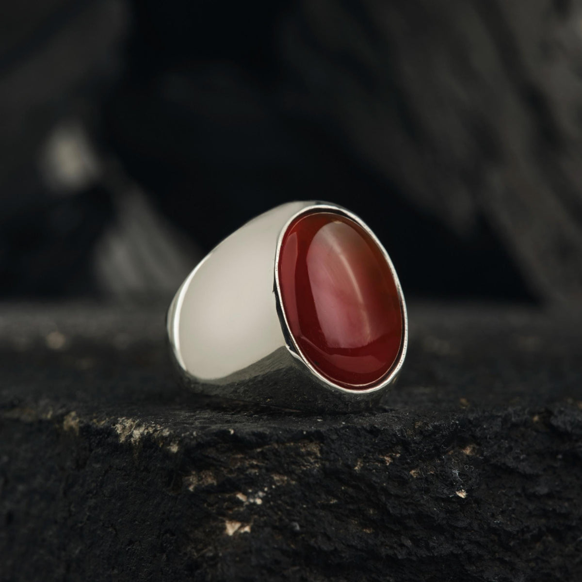 Simple agate stone ring in 925 sterling silver