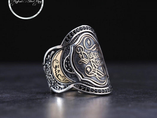 Personalized zihgir archer thumb ring with couple names in 925 sterling silver