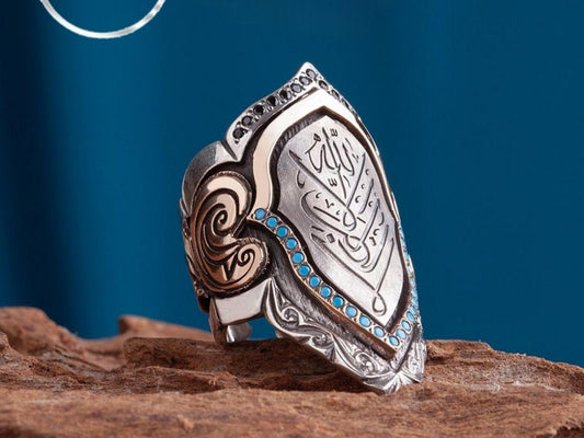 Archer zihgir thumb ring with Islamic calligraphy in 925 sterling silver