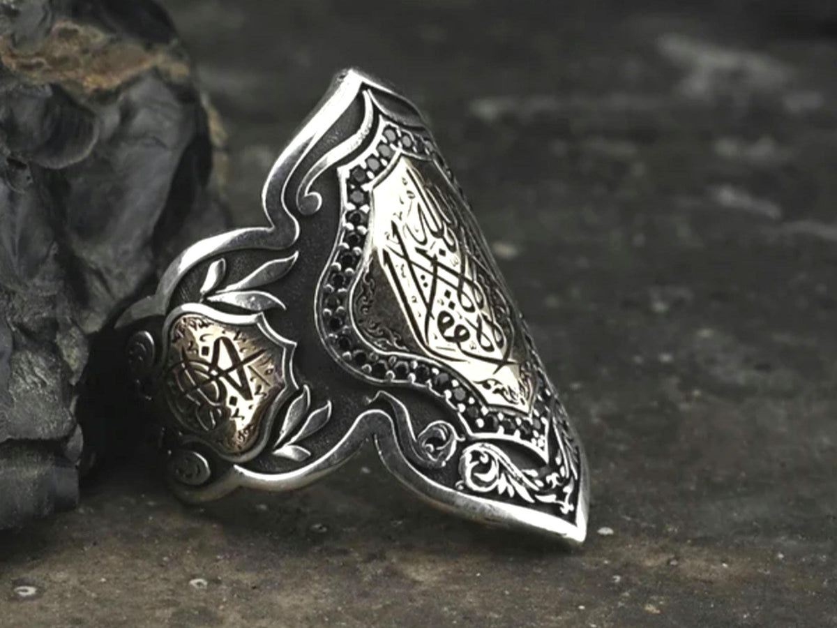 La hawla wala quwwata illa billah zihgir archer thumb ring in 925 sterling silver