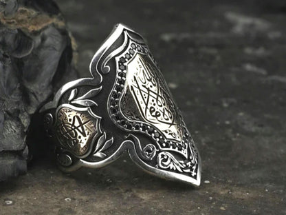 La hawla wala quwwata illa billah zihgir archer thumb ring in 925 sterling silver