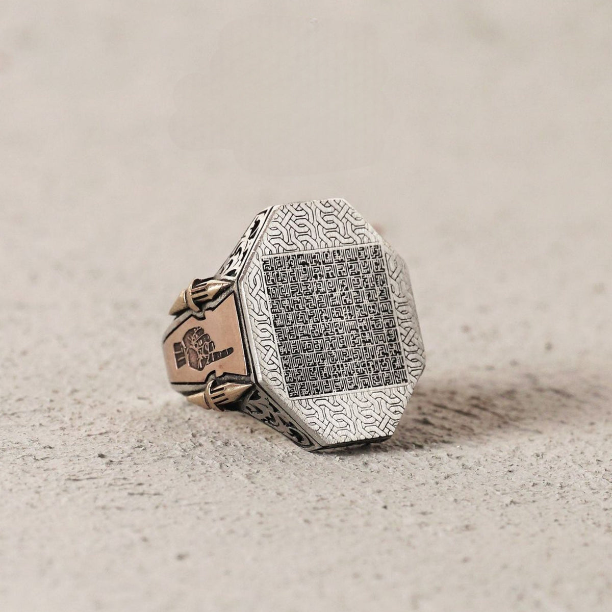 Asma ul Husna Ring, 99 Names in Kufic Calligraphy in 925 sterling silver