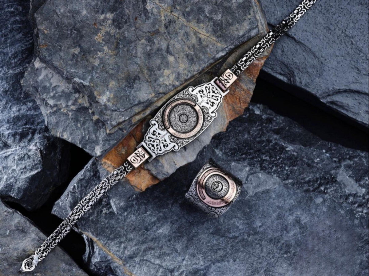 Ayatul Kursi ring and bracelet set in 925 sterling silver