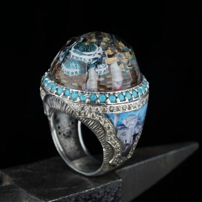 Çamlıca Mosque Ring, Hand-Carved in 925 sterling silver