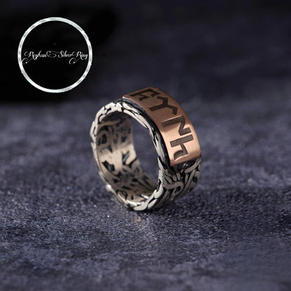 Göktürk wedding ring with name engraving in 925 sterling silver