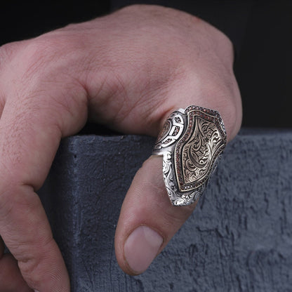 Sterling Silver Crescent Star Thumb Ring: Turkish Ottoman Archer