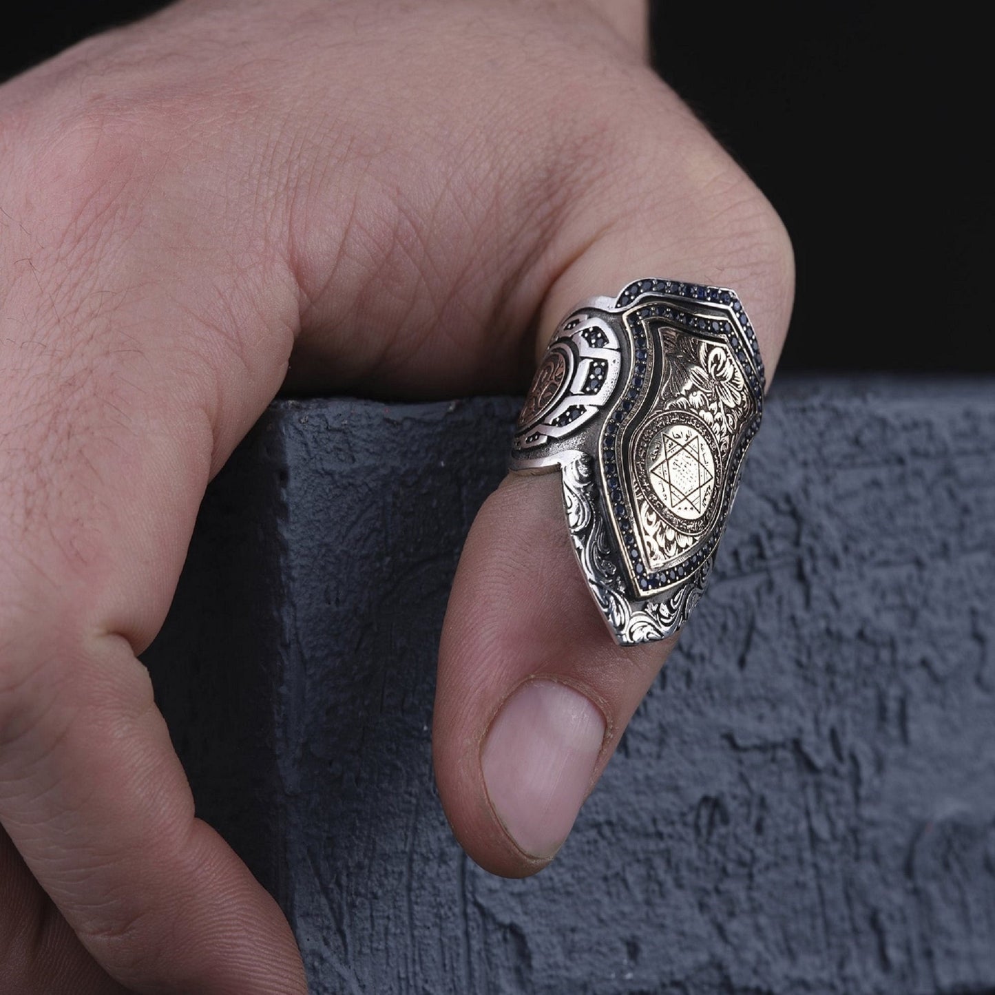 Handmade Seal of Solomon Ring: 925 Sterling Silver Ottoman Zihgir