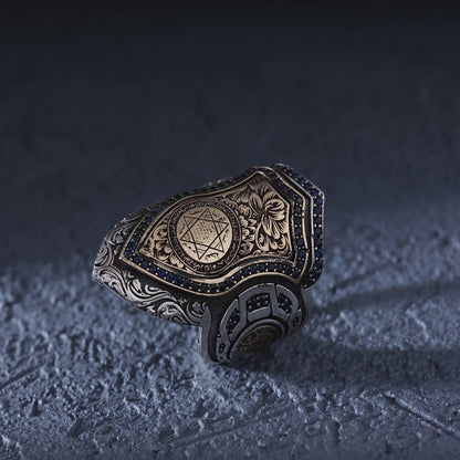Handmade Seal of Solomon Ring: 925 Sterling Silver Ottoman Zihgir
