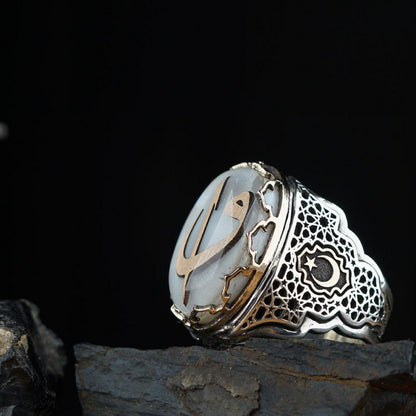 Vav Elif Ring 925 Silver Mother of Pearl Handmade Unisex